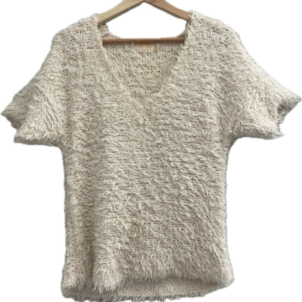 Nation LTD Cream Deep V. Neck Knit Top